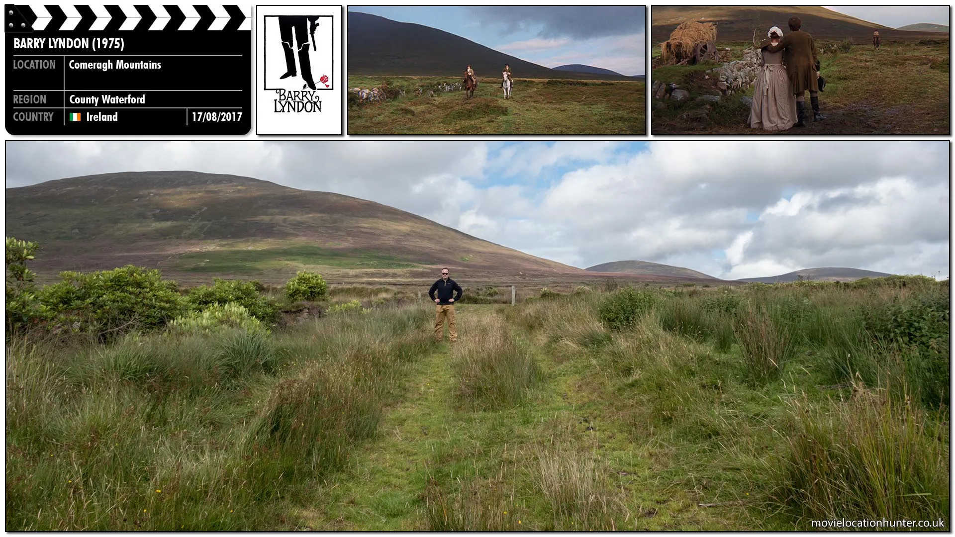 Filming location photo, shot in Ireland, for Barry Lyndon (1975). Scene description: Believing that he has killed Quin (Leonard Rossiter) and will be arrested by the British for murder, Barry (Ryan O'Neal) flees and heads towards Dublin.
