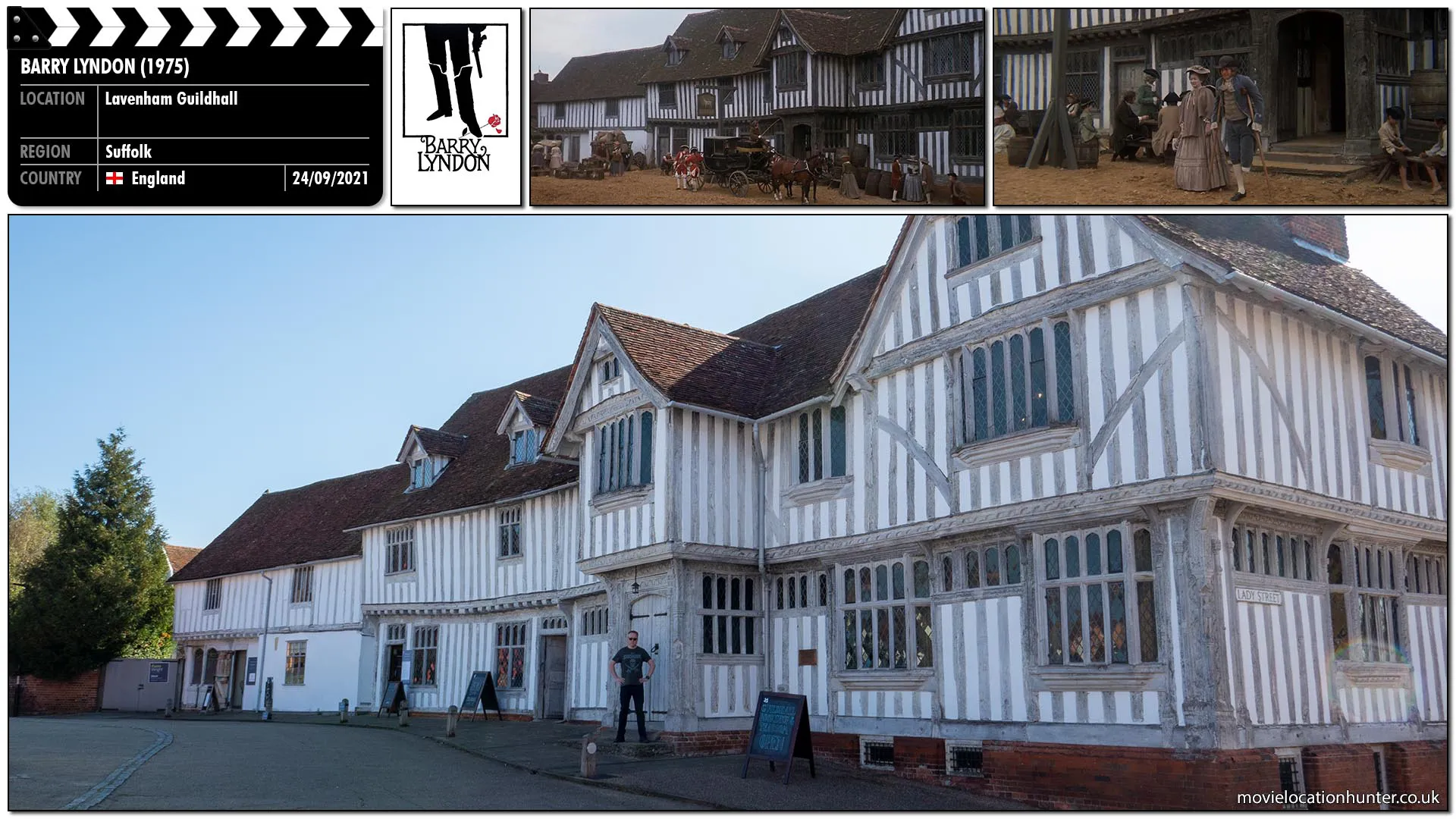 Filming location photo, shot in England, for Barry Lyndon (1975). Scene description: While Barry (Ryan O'Neal) is recovering, Bullingdon (Leon Vitali) re-takes control of the Lyndon estate. A few days later, Bullingdon sends a very nervous Graham (Philip Stone) to the cottage where Barry is recovering to offer him a deal: Bullingdon will grant Barry a small annuity of 500 guineas for life if he leaves England forever and ends his marriage to Lady Lyndon (Marisa Berenson); otherwise, with his credit and bank accounts exhausted, his creditors will see to it that he is put in jail. Wounded in spirit and body and with no friends left, Barry reluctantly accepts the deal.