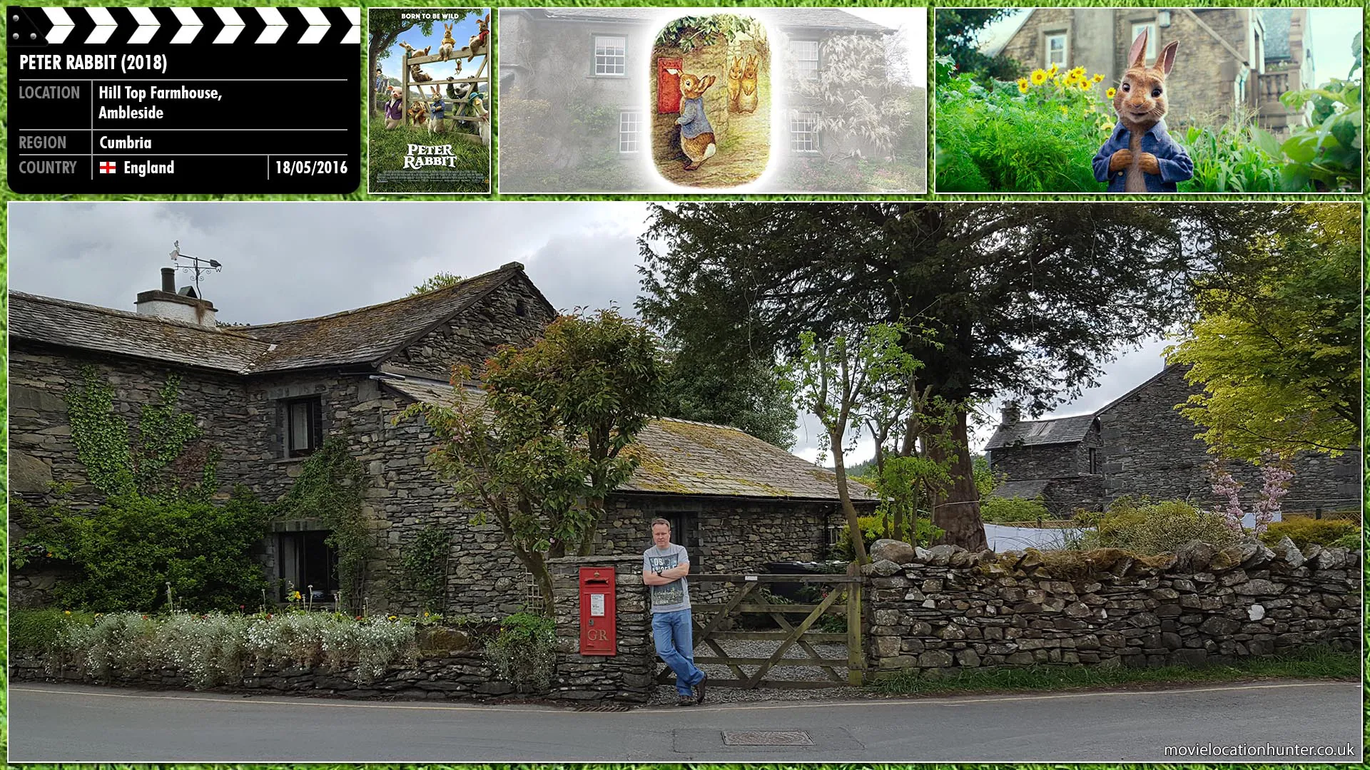 Filming location photo, shot in England, for Peter Rabbit (2018). Scene description: The post box, outside Hill Top farm, used by Beatrix Potter for Peter Rabbit