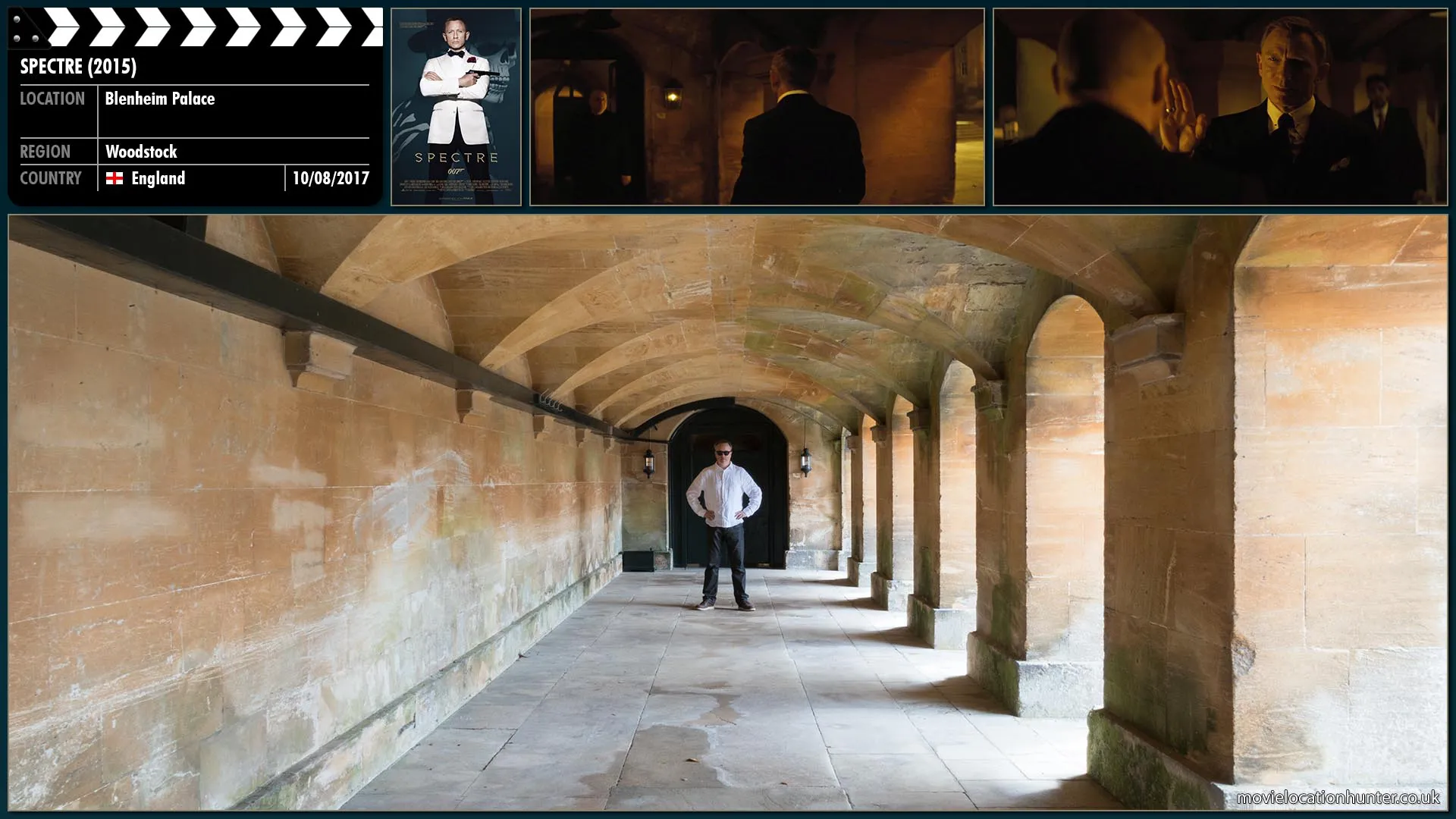 Filming location photo, shot in England, for Spectre (2015). Scene description: Bond (Daniel Craig) arrives at Palazzo Cadenza to attend the Spectre meeting.